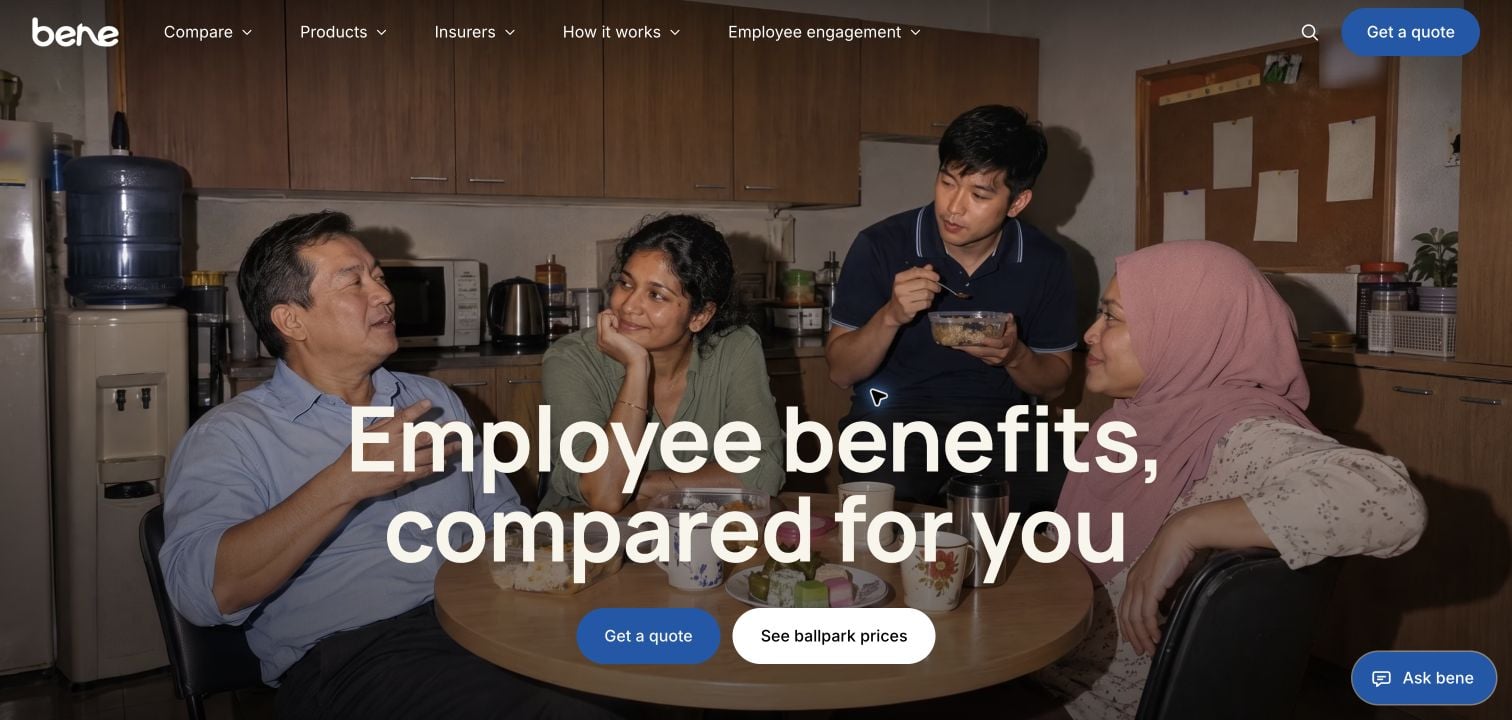 Bene's live employee benefits website
